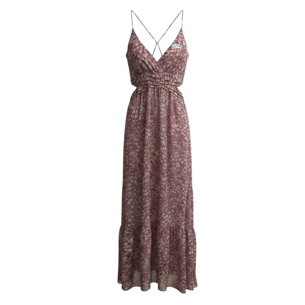 Astr Dusty Rose Floral Crossover Maxi Dress
